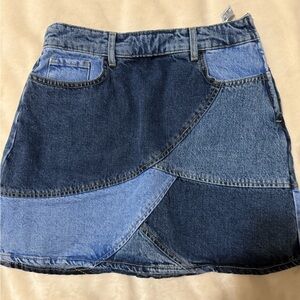 Zara Patchwork Denim Mini Skirt